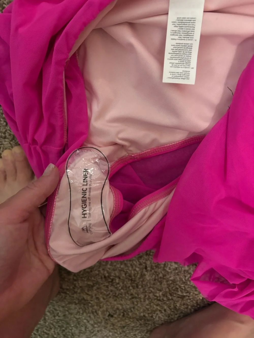 Cupshe Hot Pink One-Shoulder Bikini Set - Picture 3 of 4